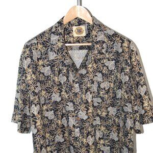 Pussers West Indies Mens Hawaiian Tropical Short Sleeve Shirt Size Large Silk